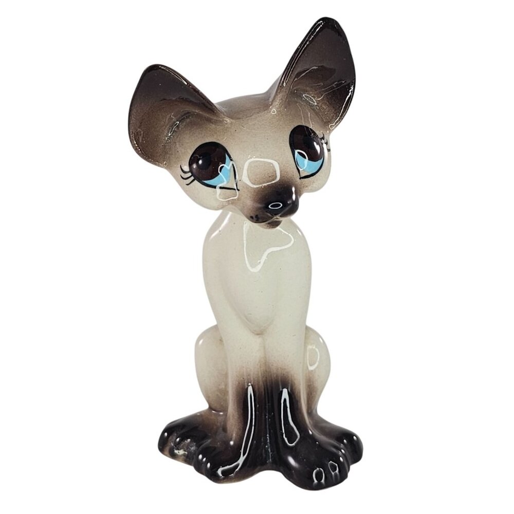 Freeman McFarlin Siamese Cat Kitten Sitting Nodder Bobble Head *REPAIR FLAW*